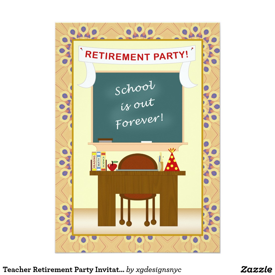 Xg Designs Nyc â¢ Teacher Retirement Party Invitation 5  X 7
